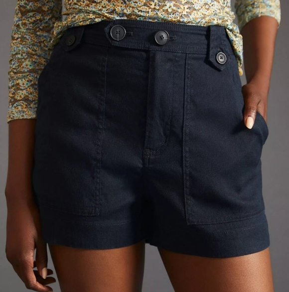 Anthropologie Maeve Navy High Rise A-line Shorts - Picture 4 of 10